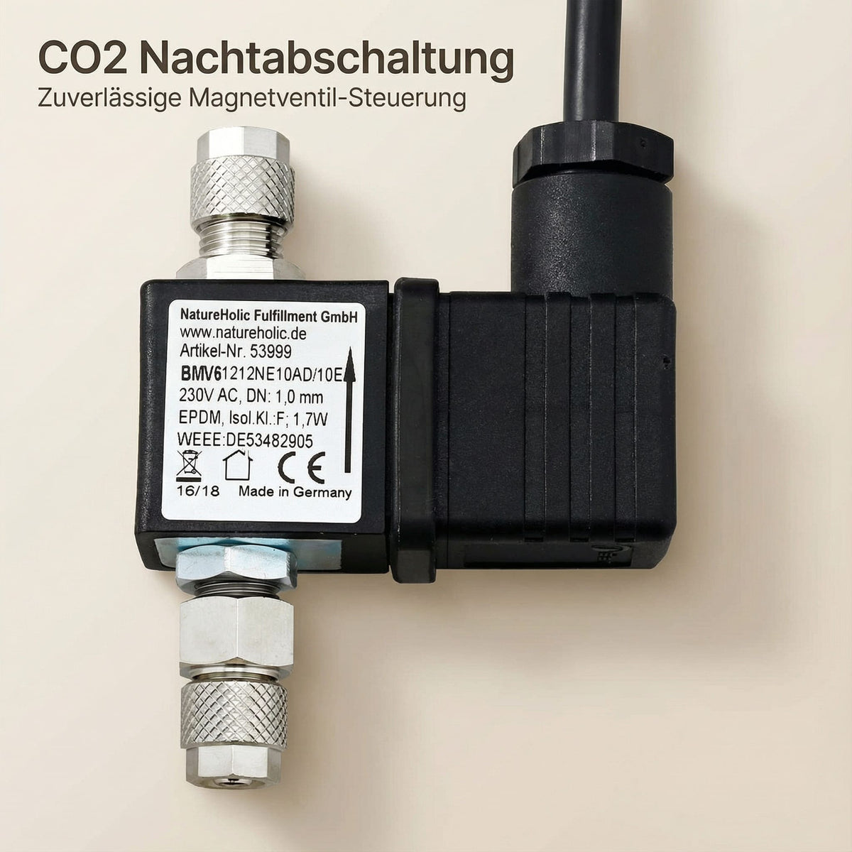 NatureHolic CO2 Easy Stop - Magnetventil für CO2 Nachtabschaltung