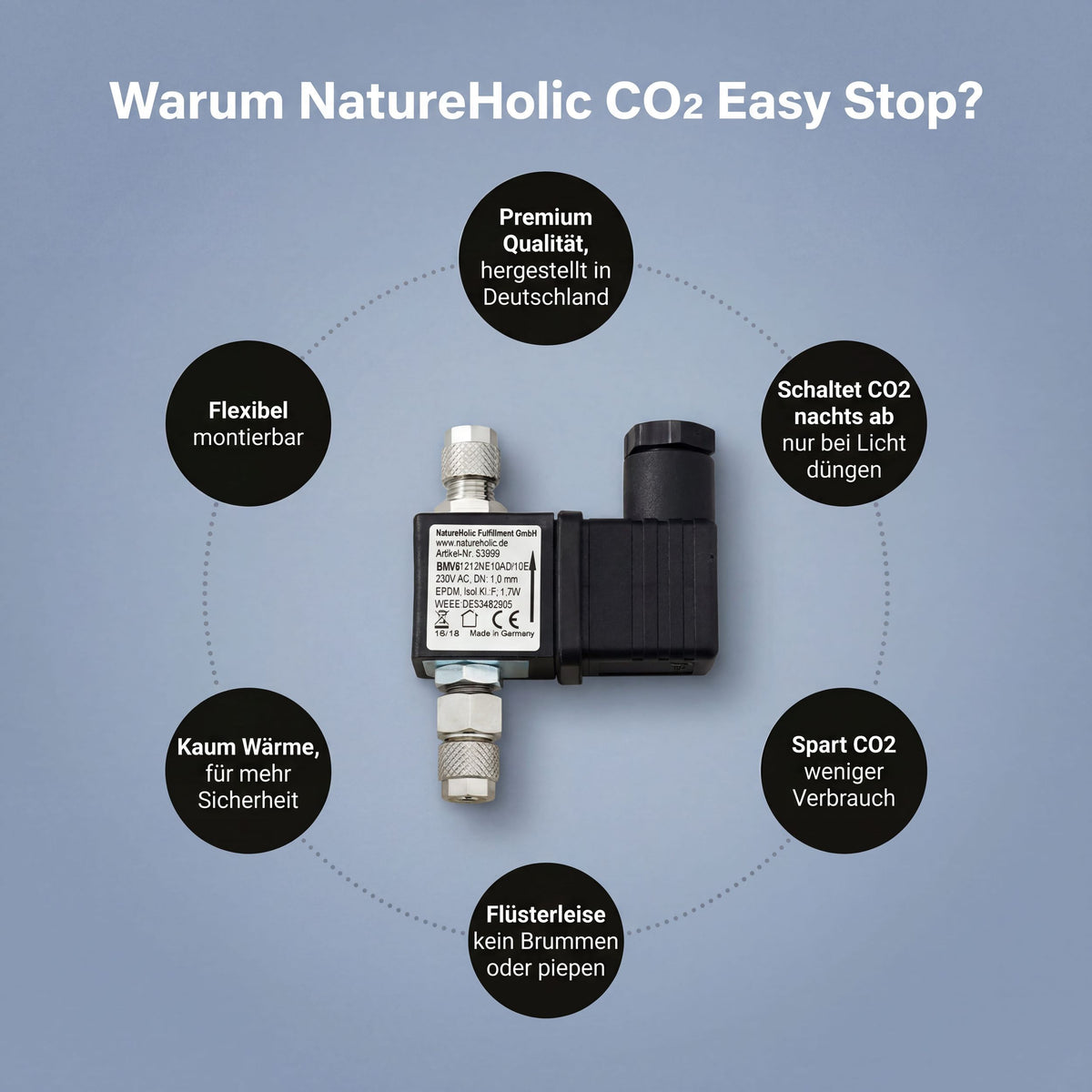 NatureHolic CO2 Easy Stop - Magnetventil für CO2 Nachtabschaltung