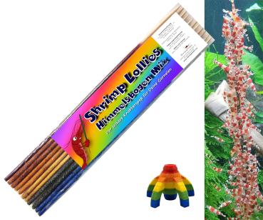 Shrimp-Lollies Himmelsbogen-Mix (11 Stück) + Halter